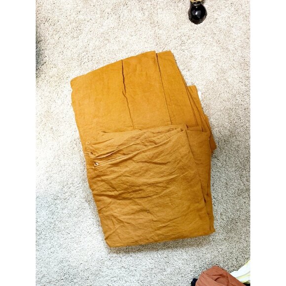 West Elm Linen Cotton Curtain Panel Golden Oak Window Drapery Rustic 48x96 - Picture 1 of 3